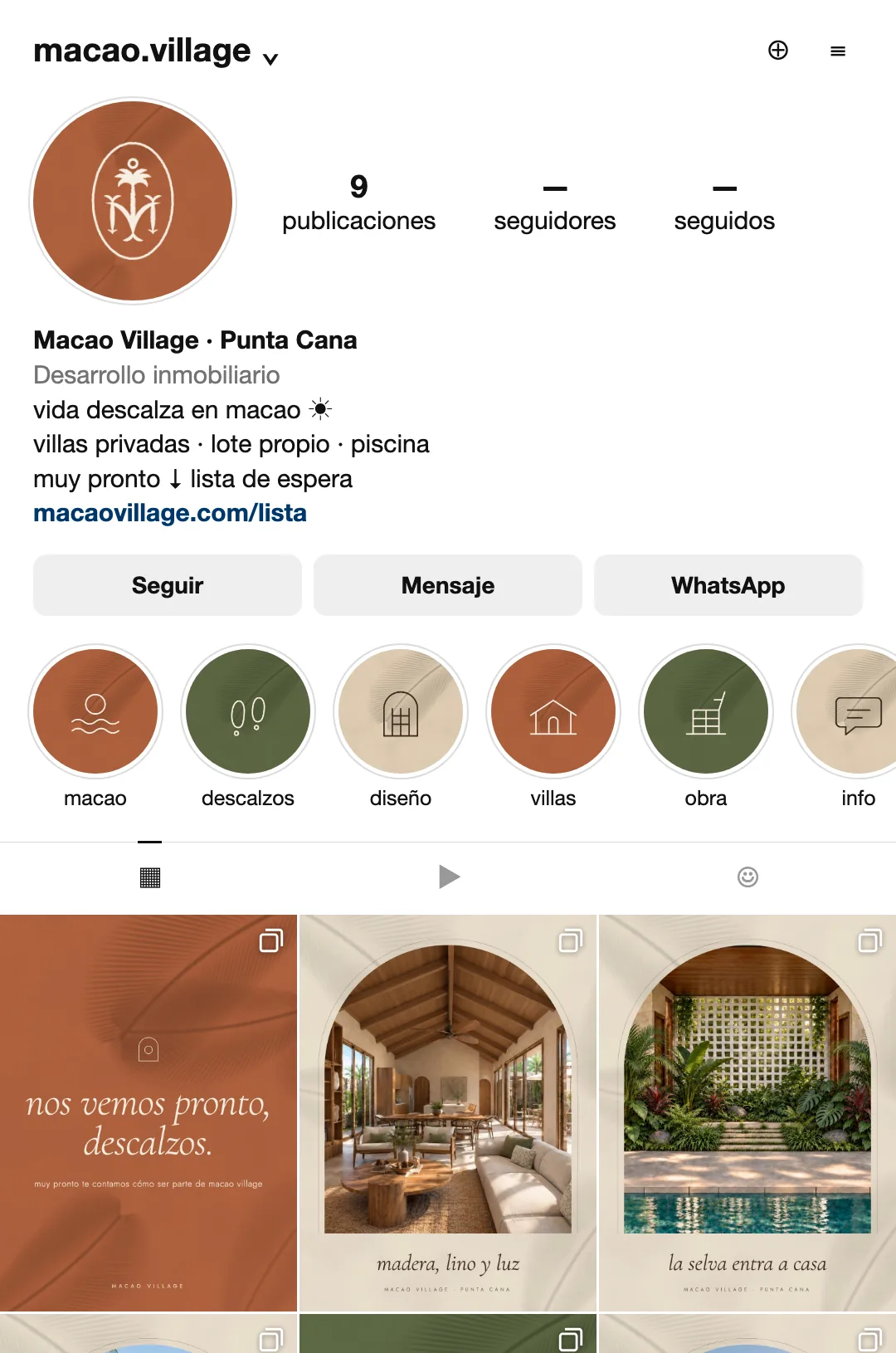 Perfil de Instagram de Macao Village con la campaña de expectativa vida descalza, por Netix