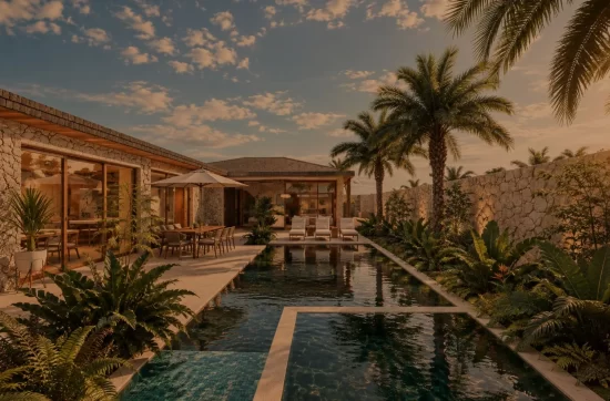 Macao Village, villas privadas con piscina en Macao, Punta Cana, al atardecer